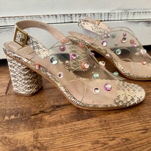 Louise Et Cie Kamber Snakeskin Clear Jewels Women's Heels Size 9.5